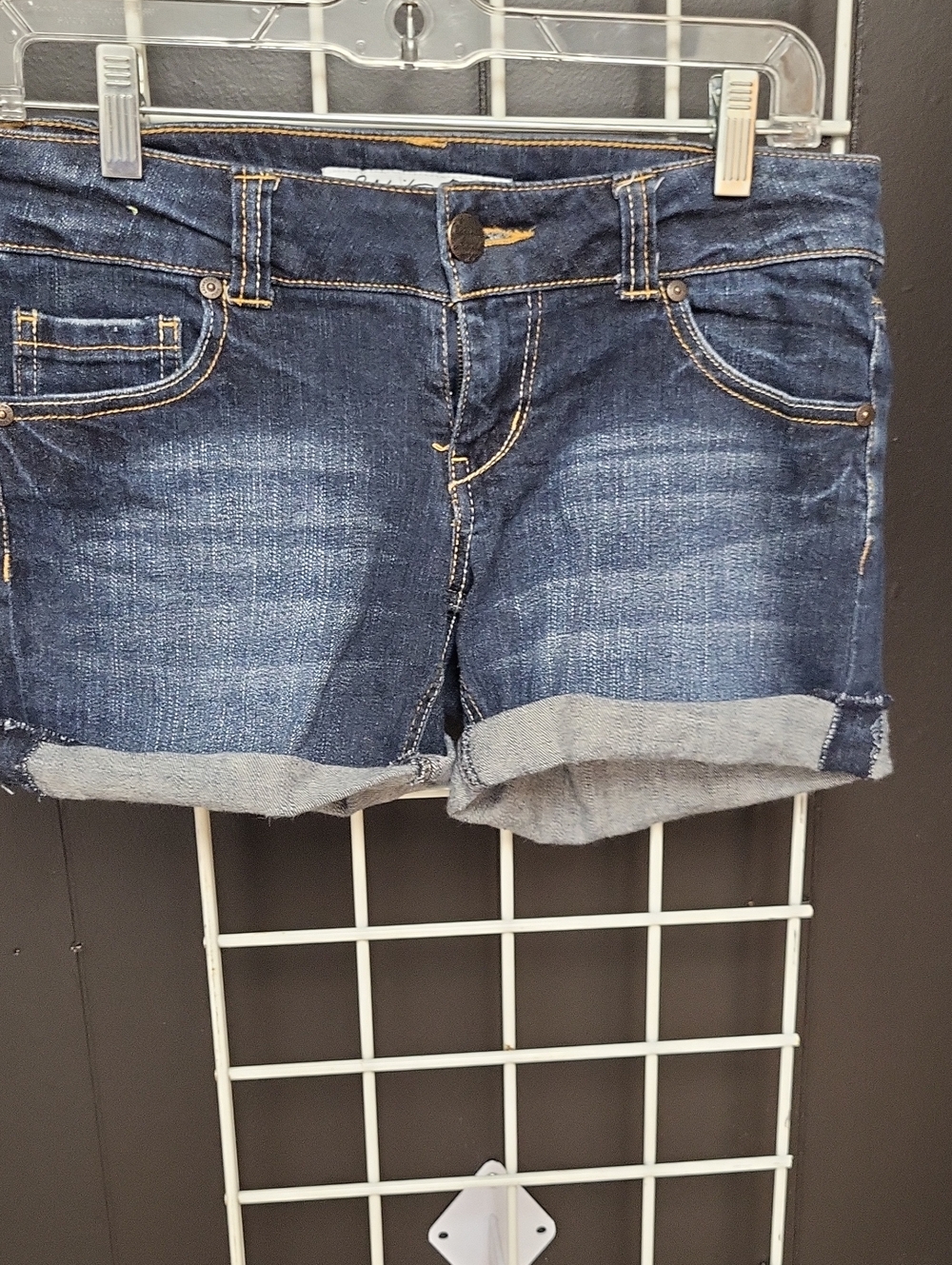 Celebrity Pink Dark Blue Rolled Cuff Denim Shorts